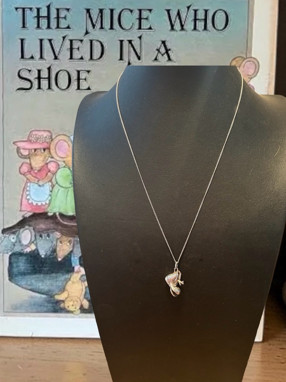 Vintage Sterling Shoe Necklace Whimsical Storybook Inspired Pendant 18” Chain